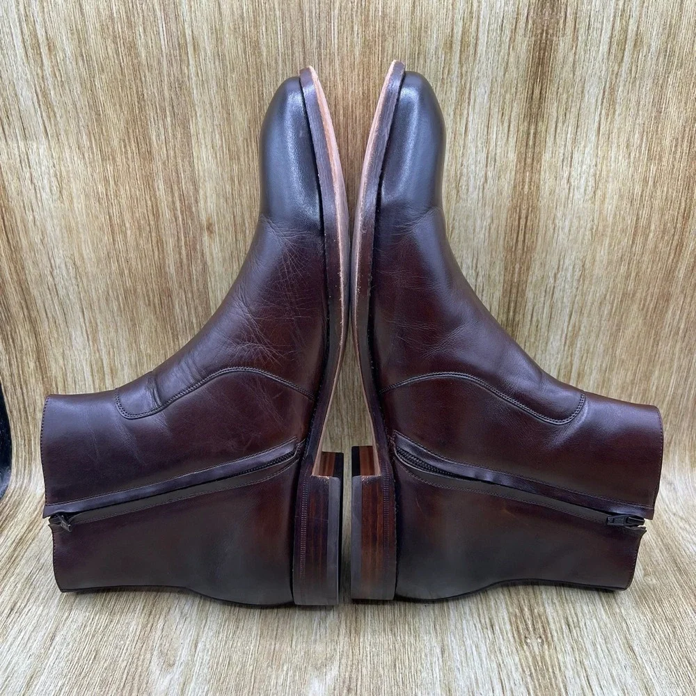 Beckett‎ Simonon Easton Boots Men's Size 14 Dark Brown Leather Side Zip Ankle